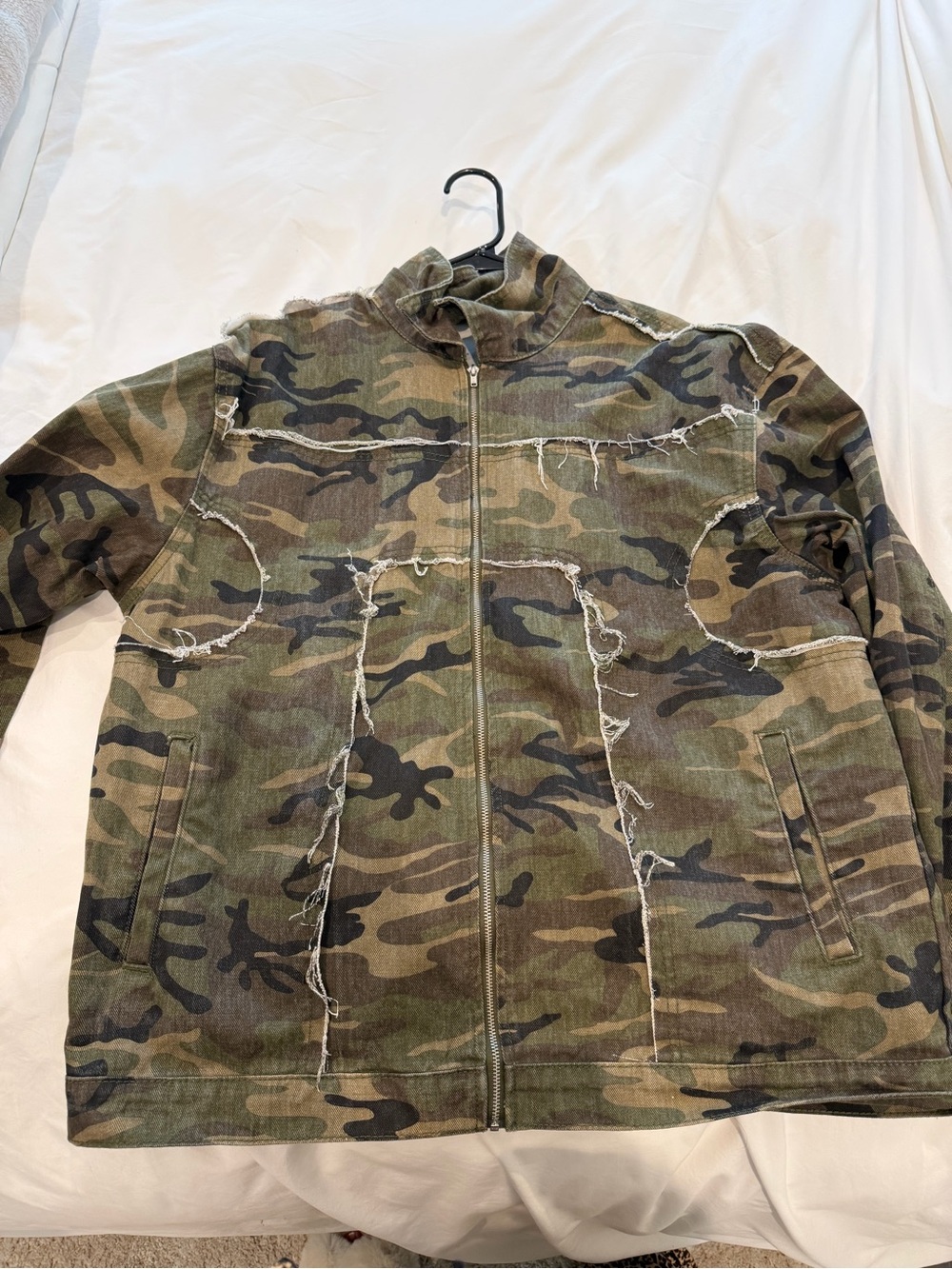 Men's Camouflage Zip-Front Field Jacket - Green Camo